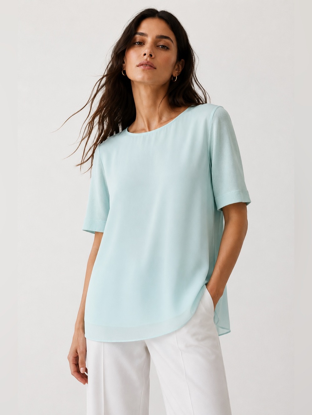 Flowy mint color chiffon top M